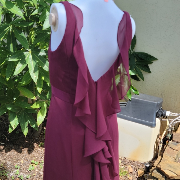 David's Bridal Red Wine Formal Long Gown Size 2 - Picture 6 of 16